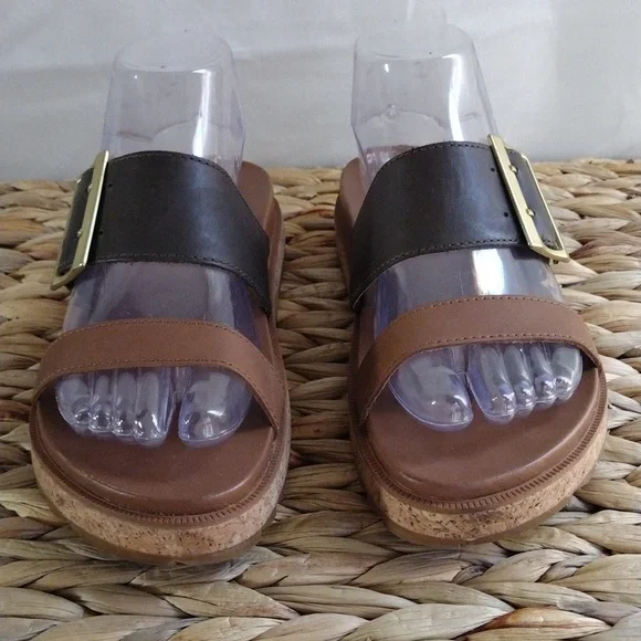 Sorel Roaming buckle slide comfort platform leather sandals 7.5 - Picture 2 of 11